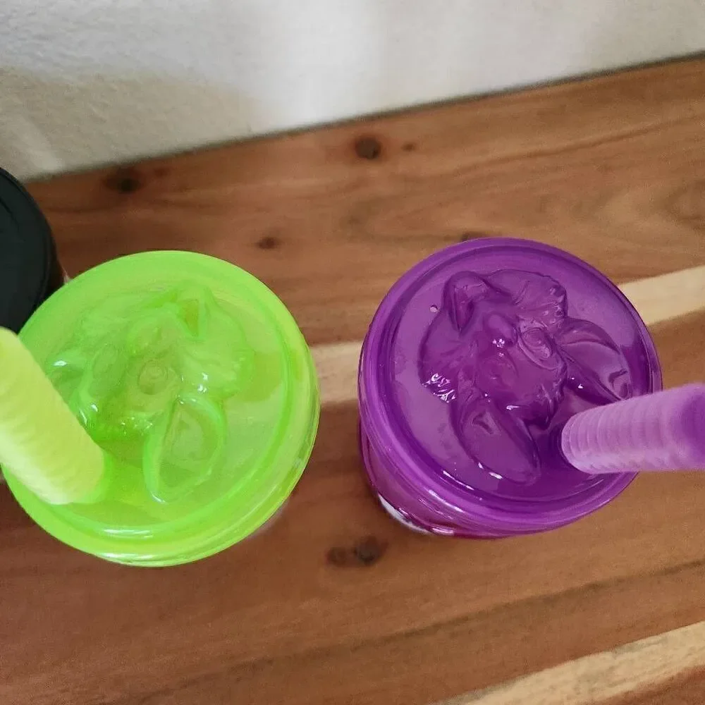 Kids cup bundle Avengers water bottle Chuck e cheese Bubba's chicken